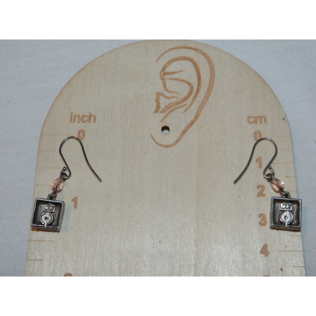 Square Pink Charm Drop Earrings Dangle Beaded Ear Wires Women's Jewelry