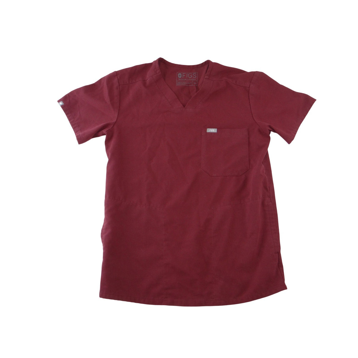 FIGS Technical Collection Women Maroon Burgundy V-Neck Scrub Top XS0