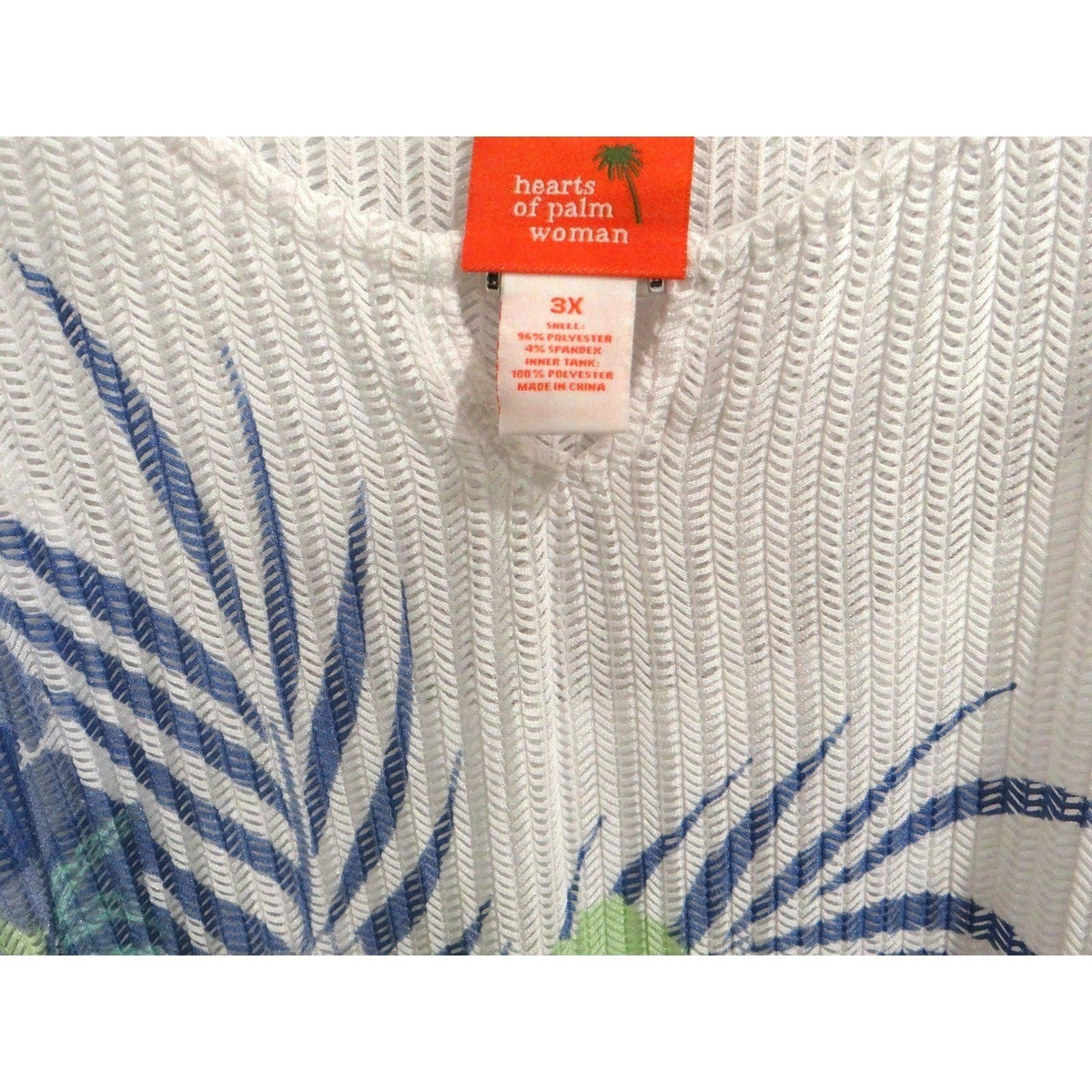 NWT Hearts of Palm Woman Blue Genie Top Tunic 3X Floral Tropical V Neck2