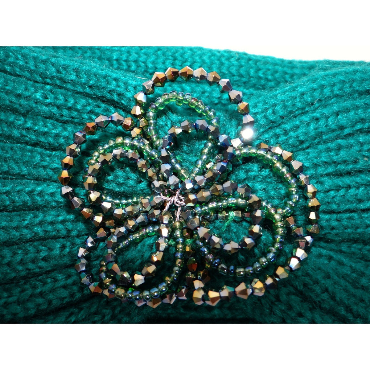 CC Exclusives Green Knitted Turban Headband Beaded Flower Embellishment4
