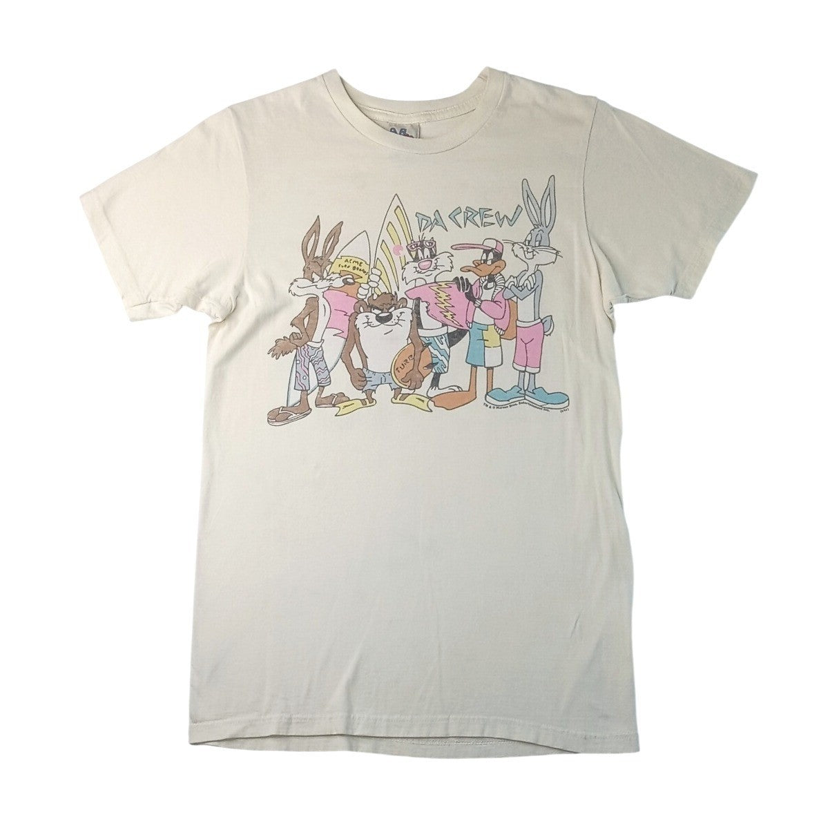 Vintage Looney Tunes Crew Graphic T Shirt Women's Cream Bugs Bunny Daffy Duck0