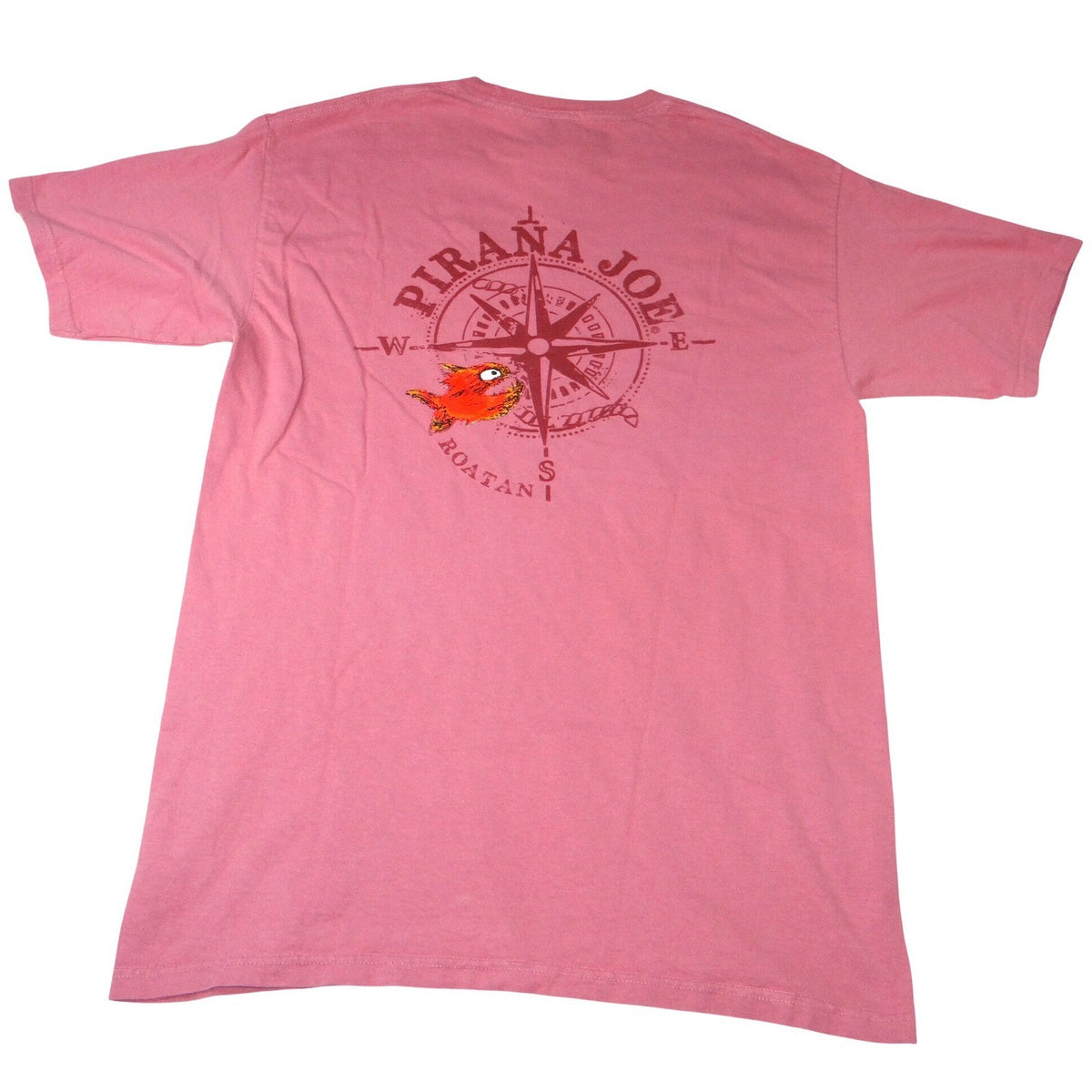Piranha Joe Roatan Compass Graphic T Shirt Pink Short Sleeve Cotton Blend M