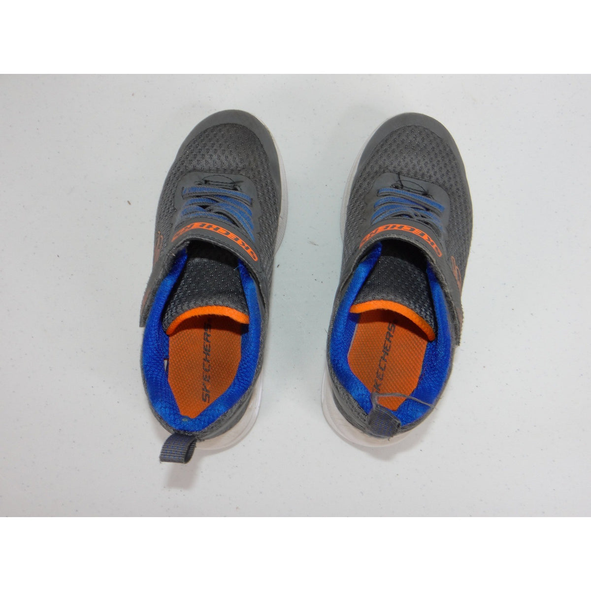 Skechers Kids 403818L Grey Blue Orange Air Cushioned Athletic Sneakers Size 135