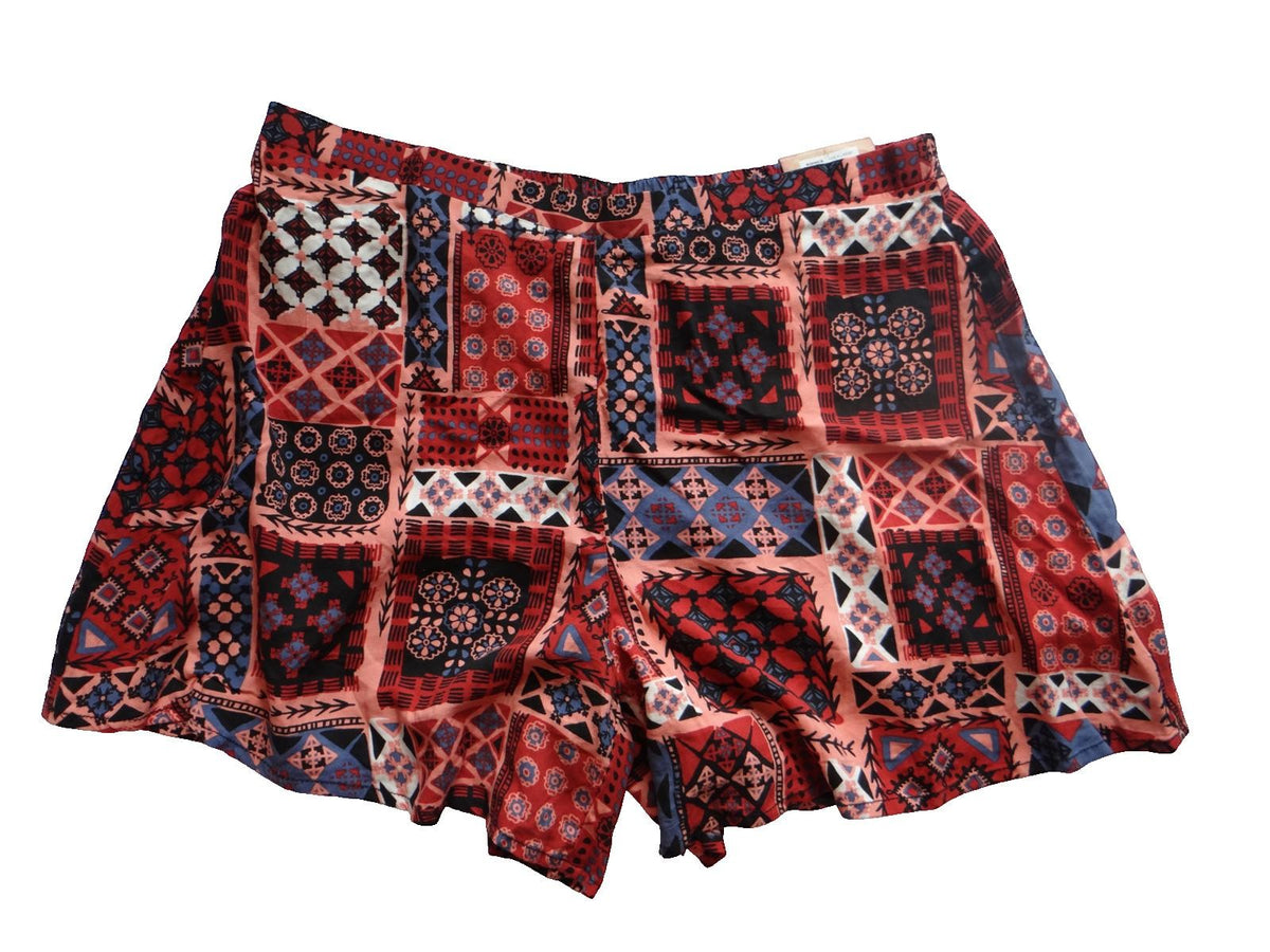 Mudd Women's Casual Shorts XL Rayon Patchwork Print