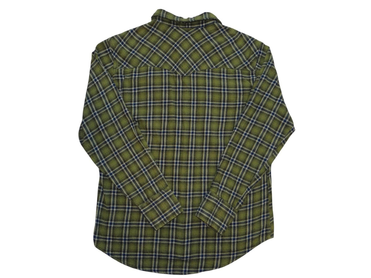 Men's Olive Green Plaid Casual Shirt with Snap Buttons1