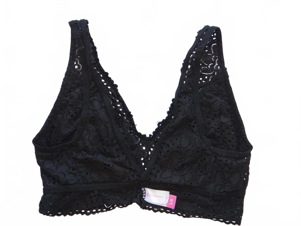 No Boundaries Black Lace Bralette Size Large