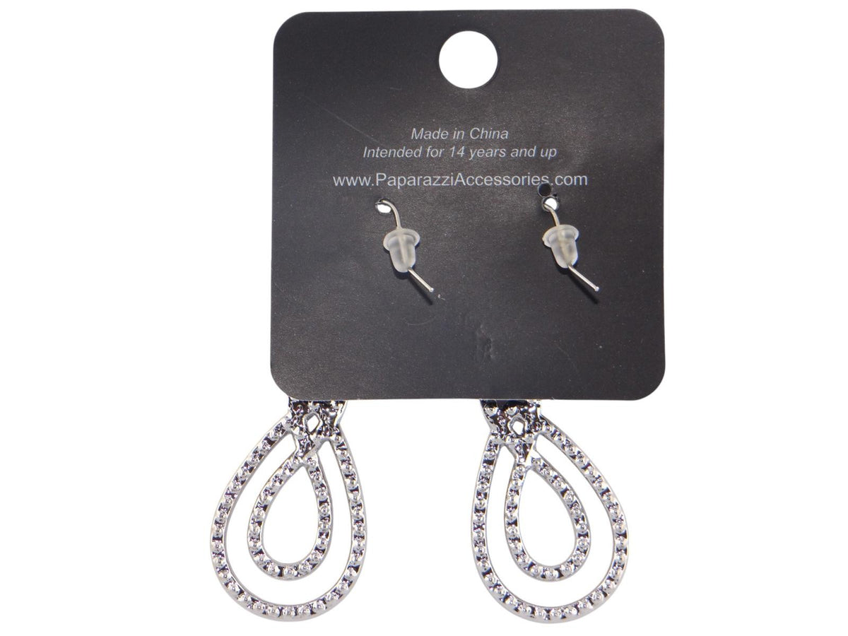 Paparazzi Elegant Teardrop Earrings - Sparkling Red & Silver