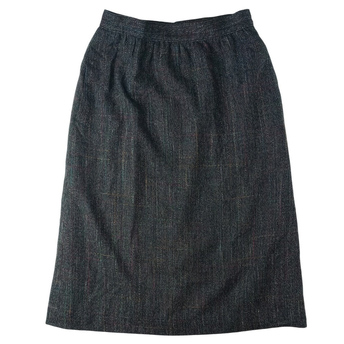 VTG Womens Plaid Tweed Maxi Skirt Dark Multi Color Classic Tailored Knee Length0
