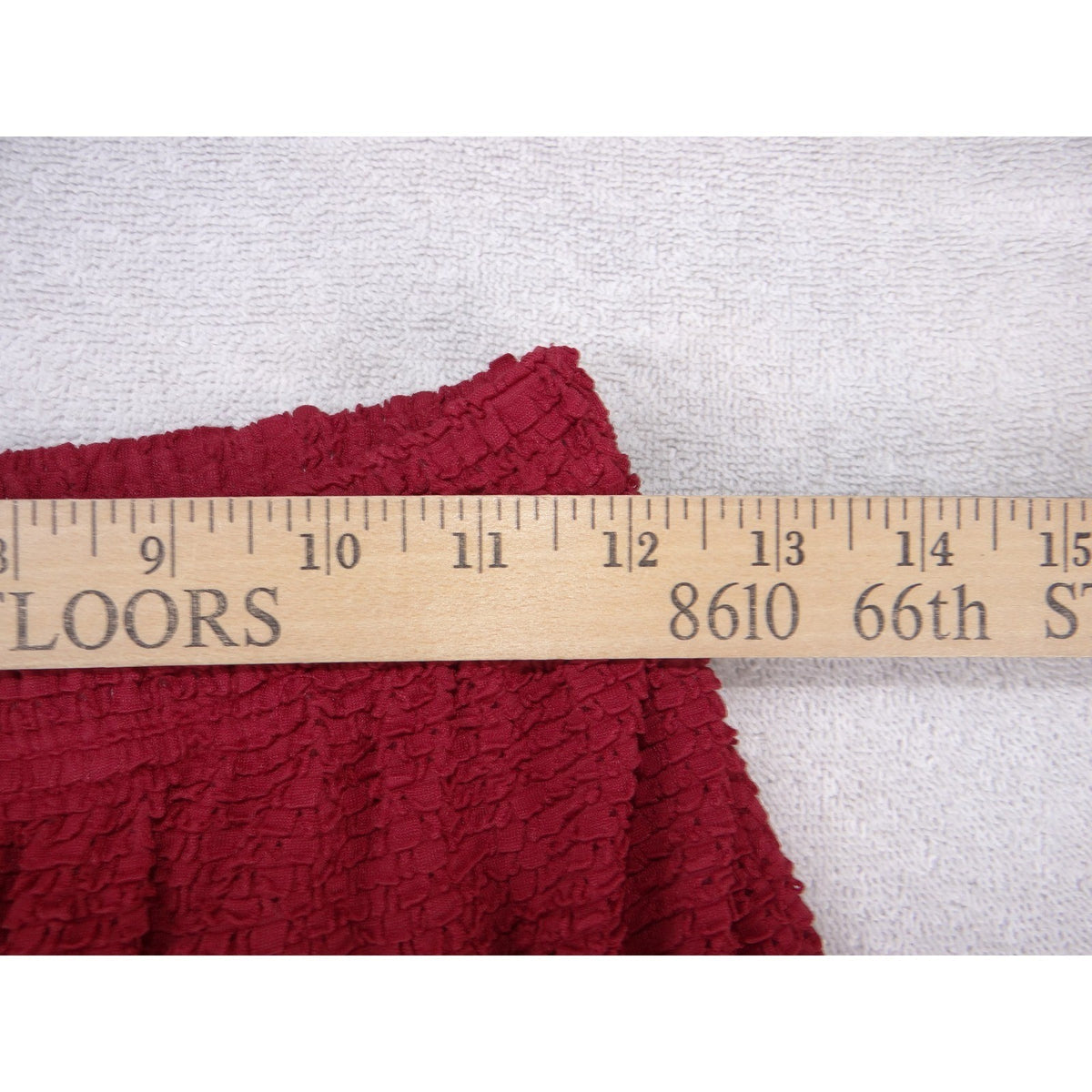 Popcorn Textured Wide Leg Pants Red High Waist Elastic Retro USA Made S3