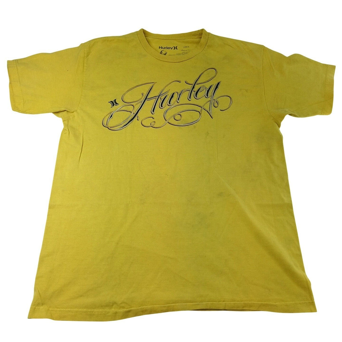 Vintage Hurley Yellow Graphic T Shirt Men's Large Regular Fit Cotton