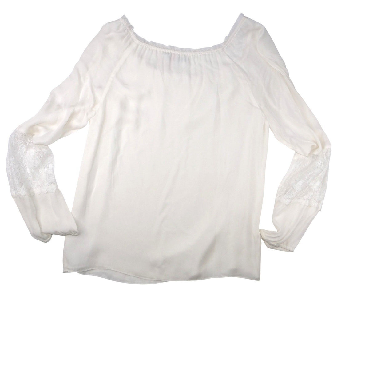 Vintage Cream Off White Lace Trimmed Sheer Blouse Women's Elegant Sheer Top2