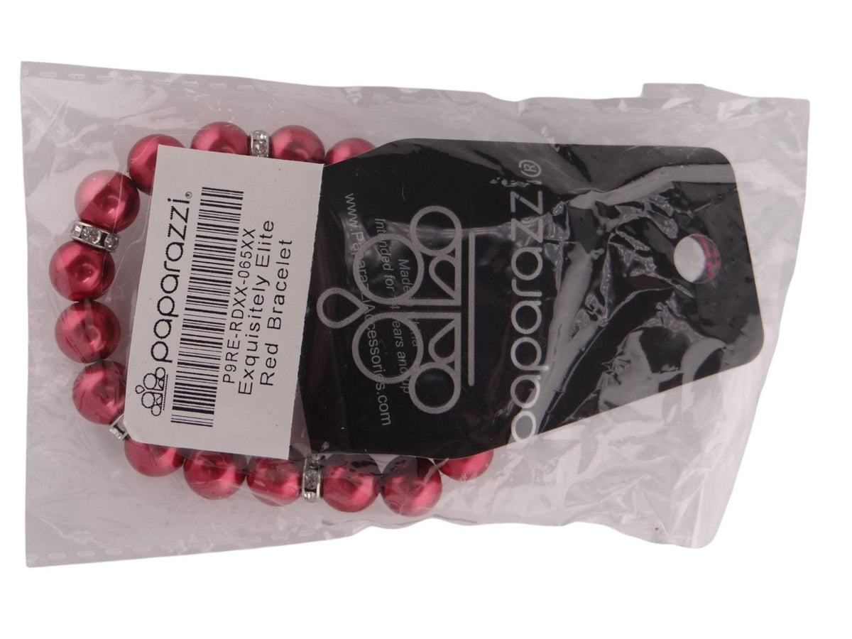 Paparazzi Red Beaded Bracelet with Silver Accents2