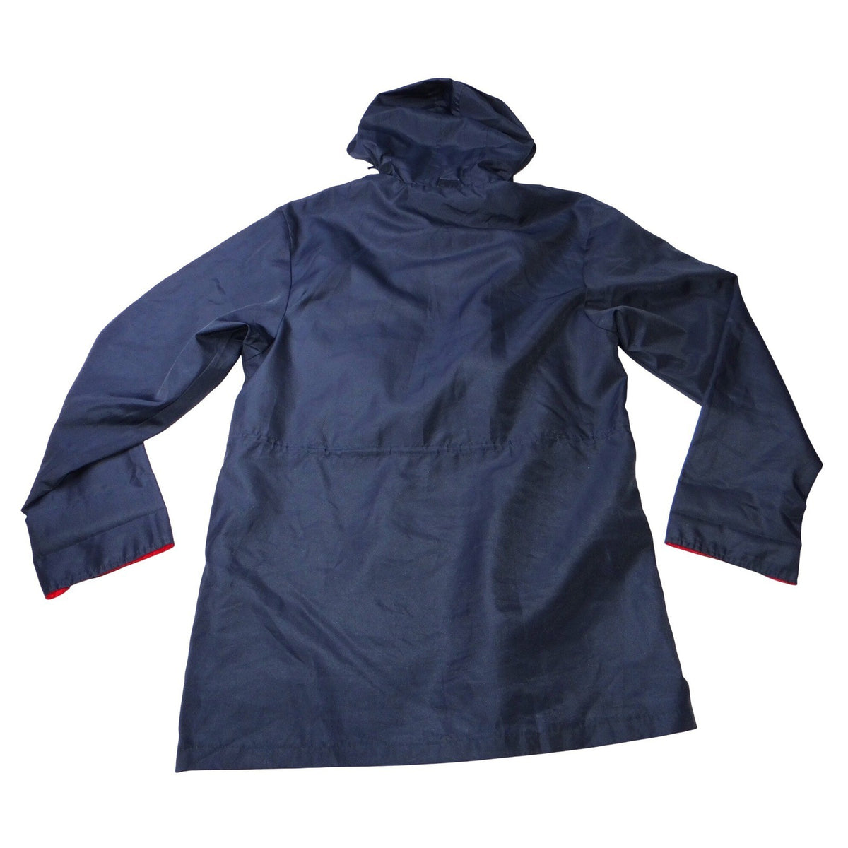 Womens Navy Blue Hooded Lightweight Rain Jacket Red Accents Size M3