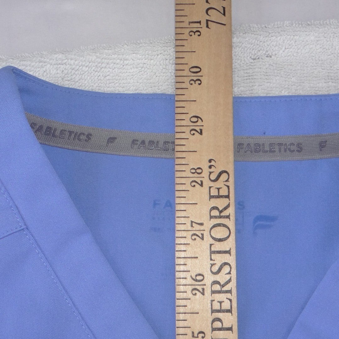 Fabletics Blue V-Neck Scrub Top Mens XL Short Sleeve Chest Pocket Performance5
