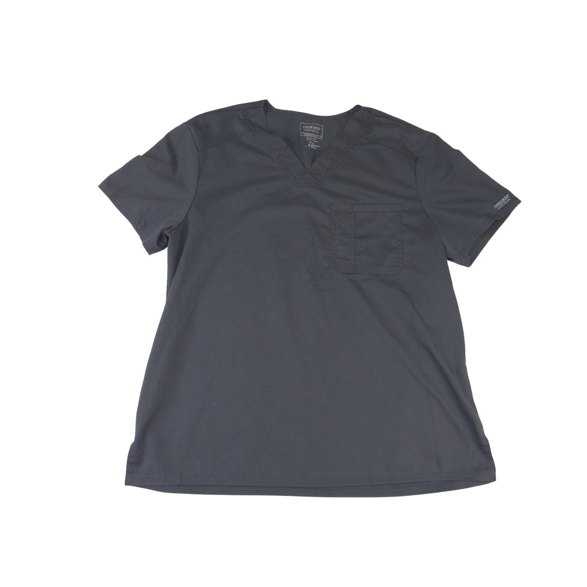 Cherokee Workwear Revolution Scrub Top Mens Large Gray V Neck WW670 40490