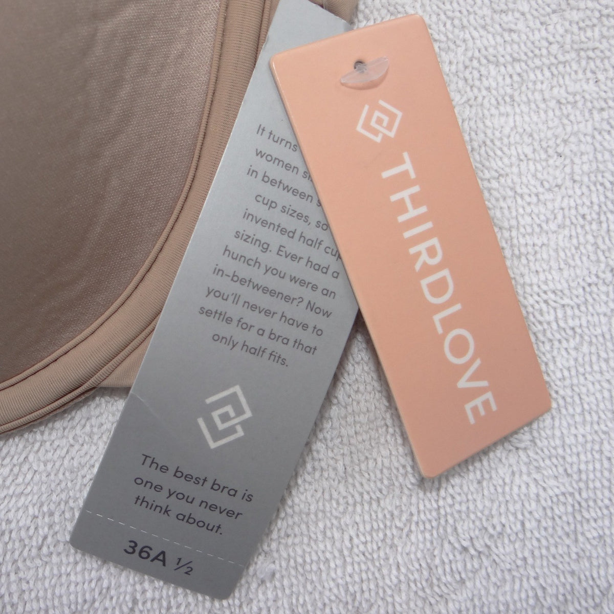 ThirdLove 24/7 Classic T-Shirt Bra Beige Nude Pleated Straps 36A 1/23