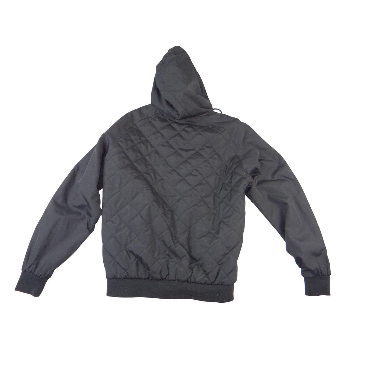 CSG Mens Black Diamond Quilted Hooded Bomber Jacket Full Zip Size Medium 38961
