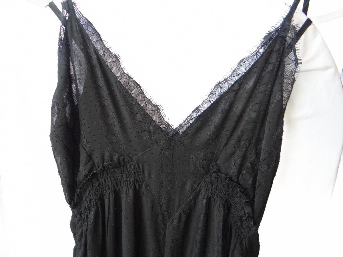 Elegant Black Lace Trimmed Jumpsuit   size 41