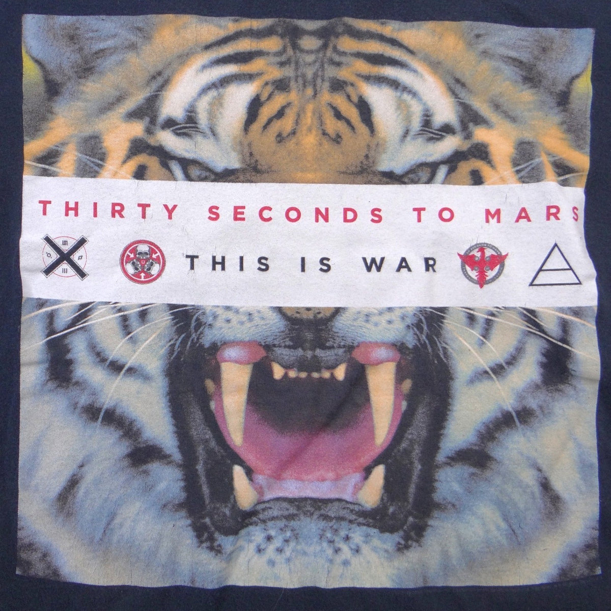 Thirty Seconds To Mars This Is War Tiger Graphic T-Shirt Mens Small Black Cotton