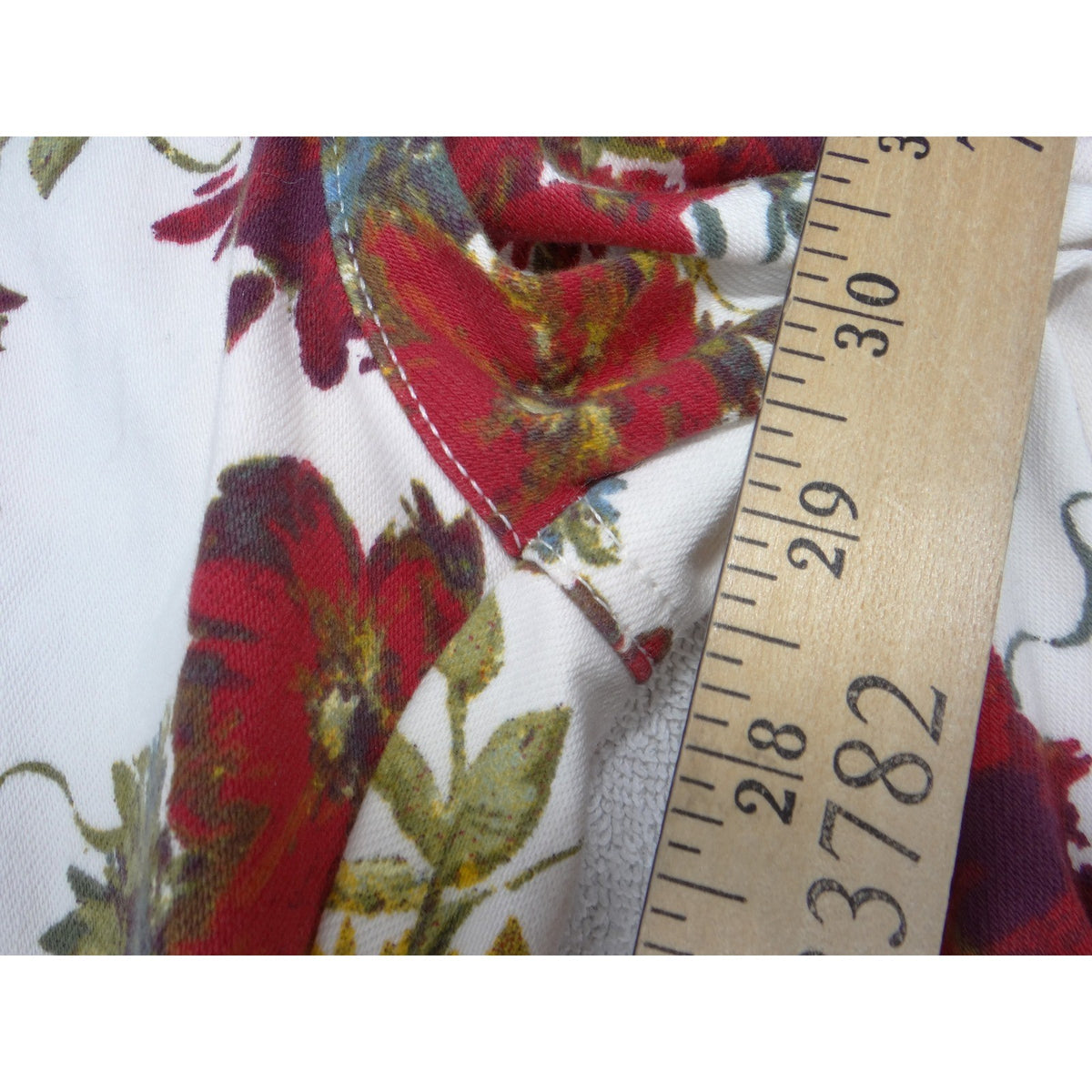 Time and Tru Womens Floral Skinny Pants White Red Yellow Size M 8 10 High Rise4