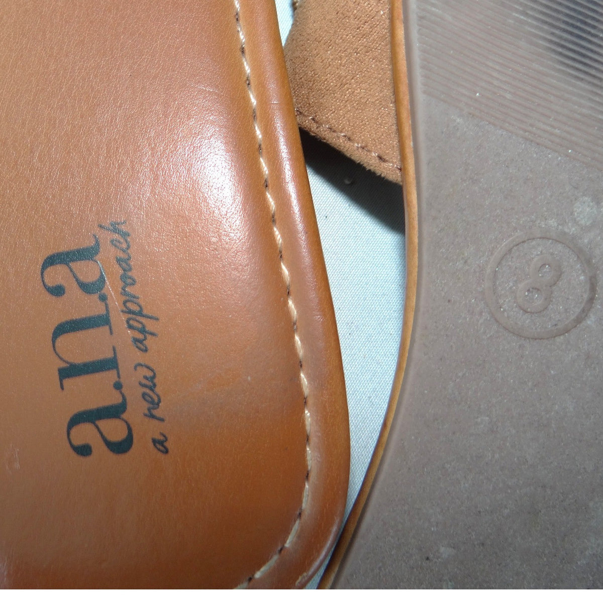 a.n.a a new approach Garth Womens Tan Woven Strap Flat Slide Sandals Size 8M6