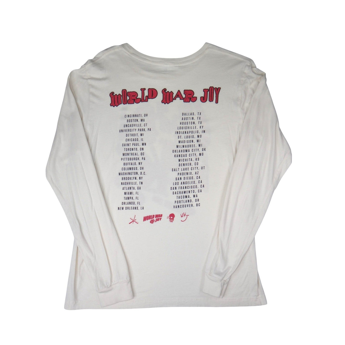 The Chainsmokers World War Joy Long Sleeve Tour Graphic T Shirt Cream Men Large