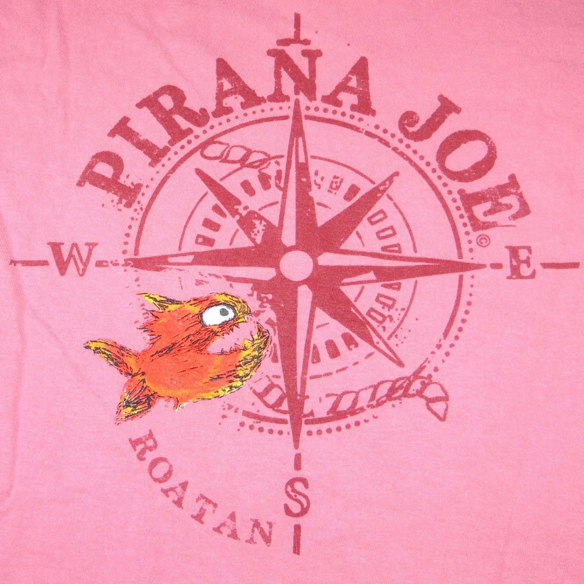 Piranha Joe Roatan Compass Graphic T Shirt Pink Short Sleeve Cotton Blend M