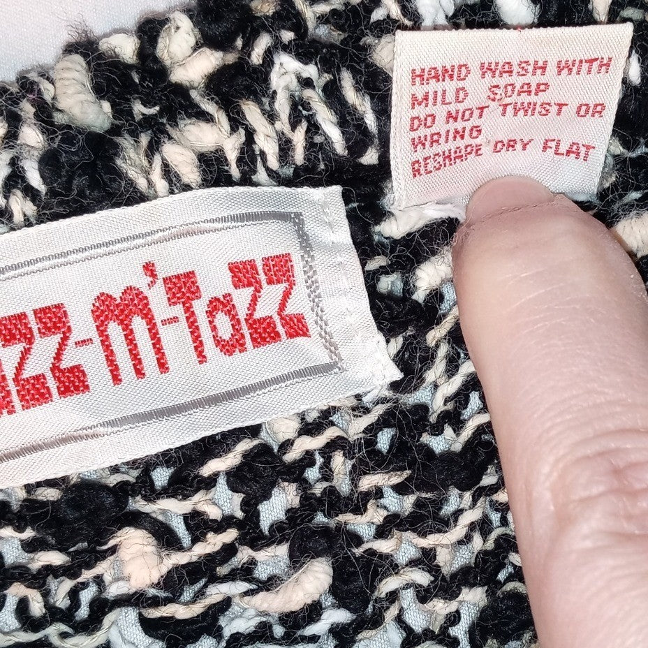 Vintage Razz m' Tazz Black White Textured Knit Sweater Women's Large Acrylic2