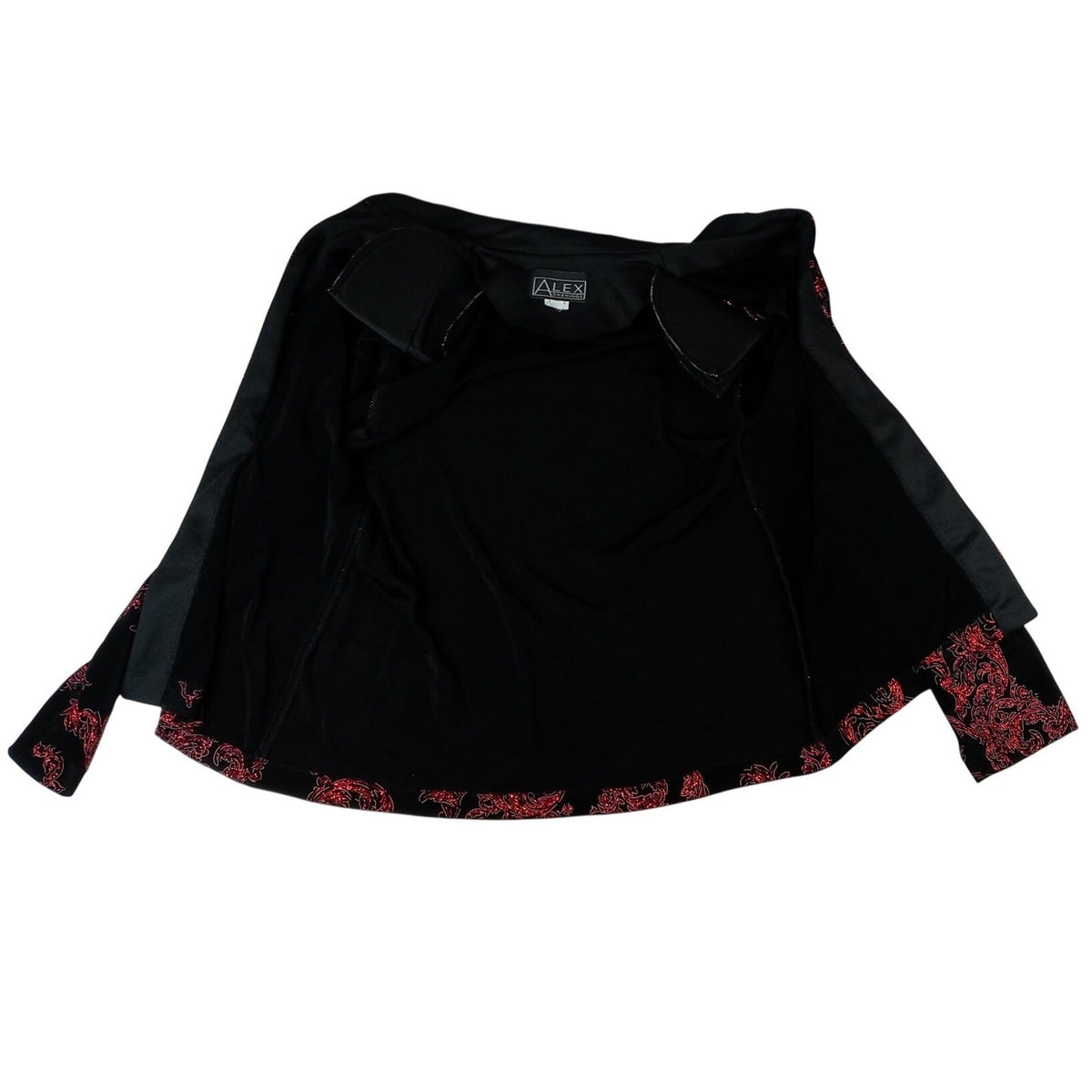 Vintage ALEX EVENINGS Black Red Paisley Sparkle Glitter Blazer Jacket Women Sz L3