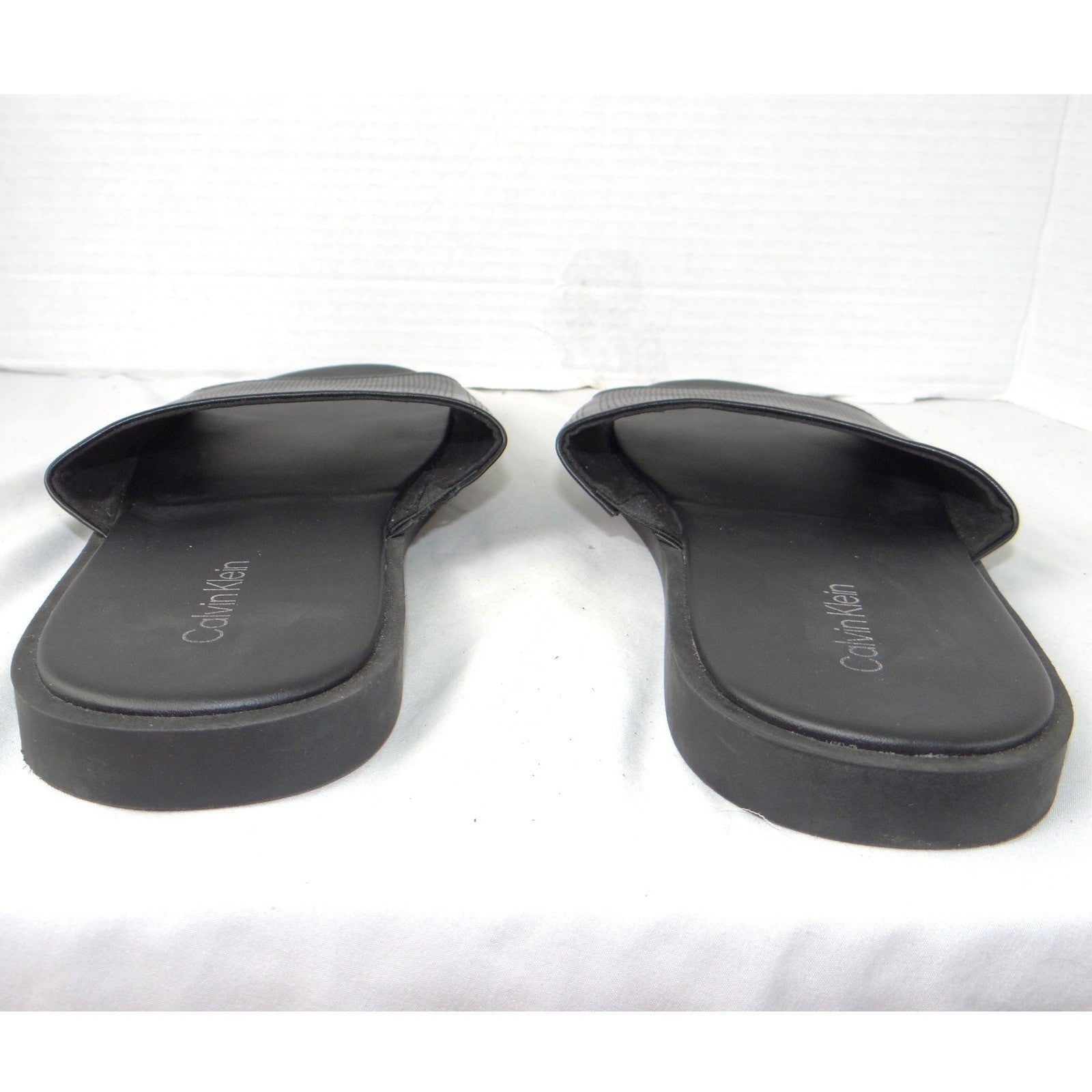 Calvin Klein Mens Black Micro Perforated Slide Sandals Size 12 US 46 EUR4