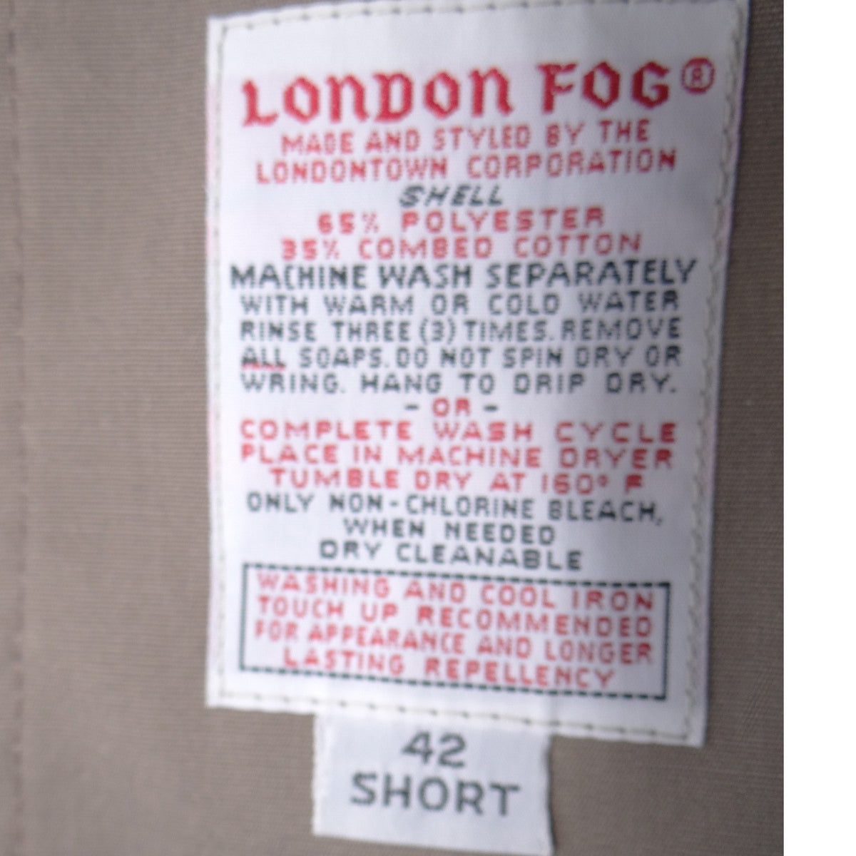 London Fog Mens Vintage Trench Coat Tan Khaki Mac Jacket 42 Short2
