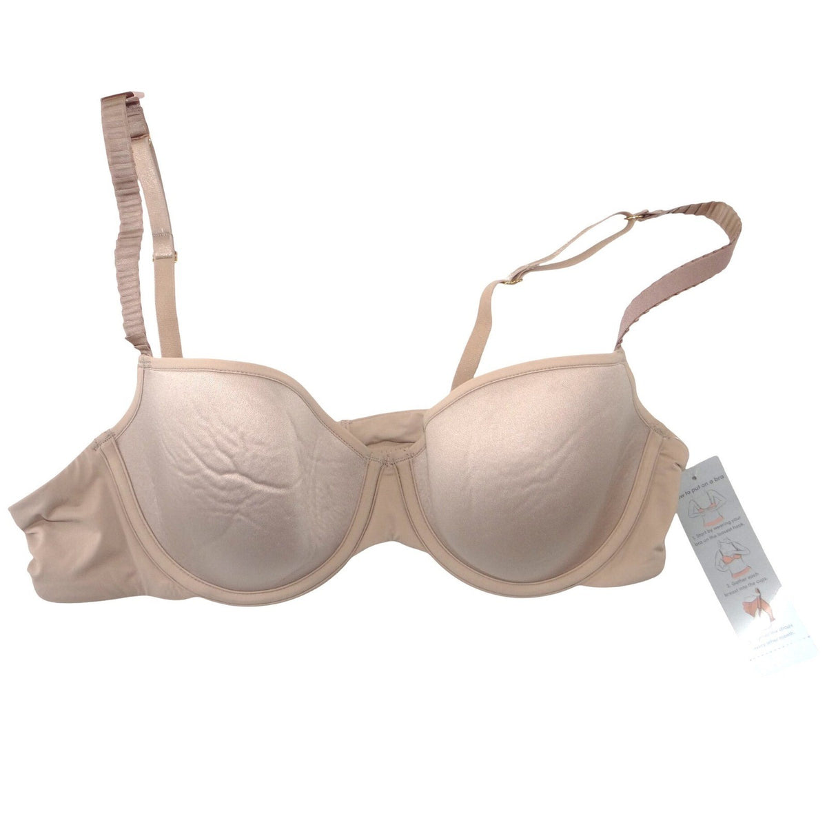 ThirdLove 24/7 Classic T-Shirt Bra Beige Nude Pleated Straps 36A 1/20