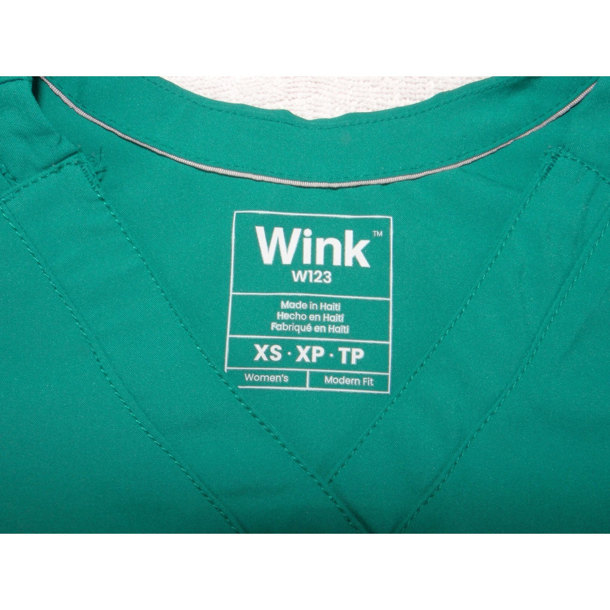 Wink W123 Women Scrub Top XS Teal Green V Neck Modern Fit Short Sleeve 33982