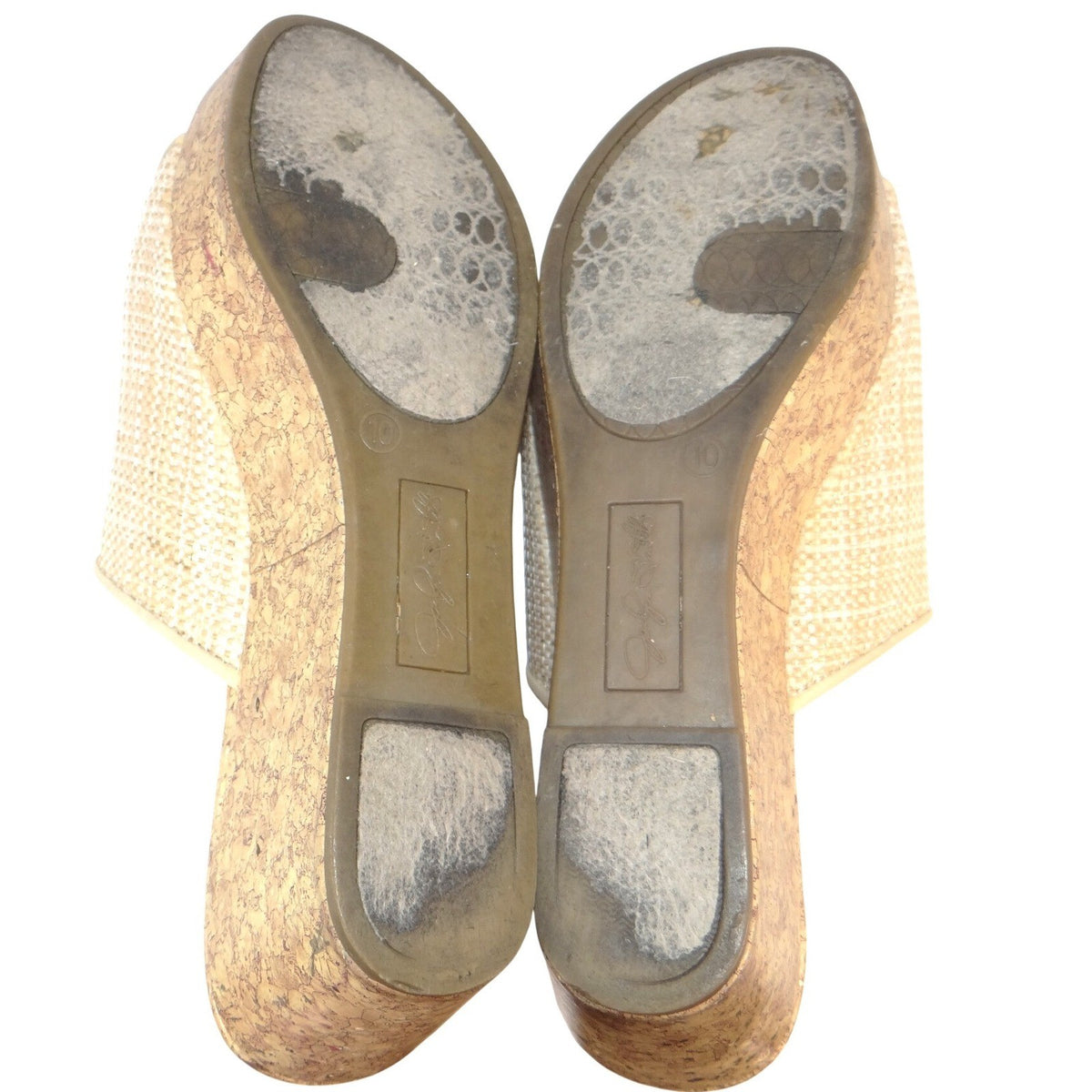 Jaclyn Smith Adina Natural Wedge Sandals Floral Cork Platform Beige Womens 10M6