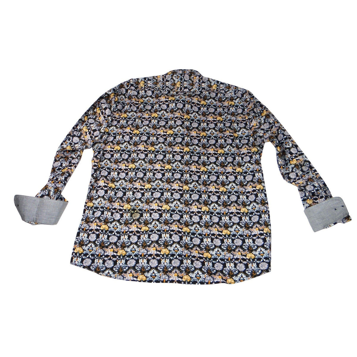 Cigar Couture Mens 3XL Button Down Shirt Black Multi Color Skull Floral Print