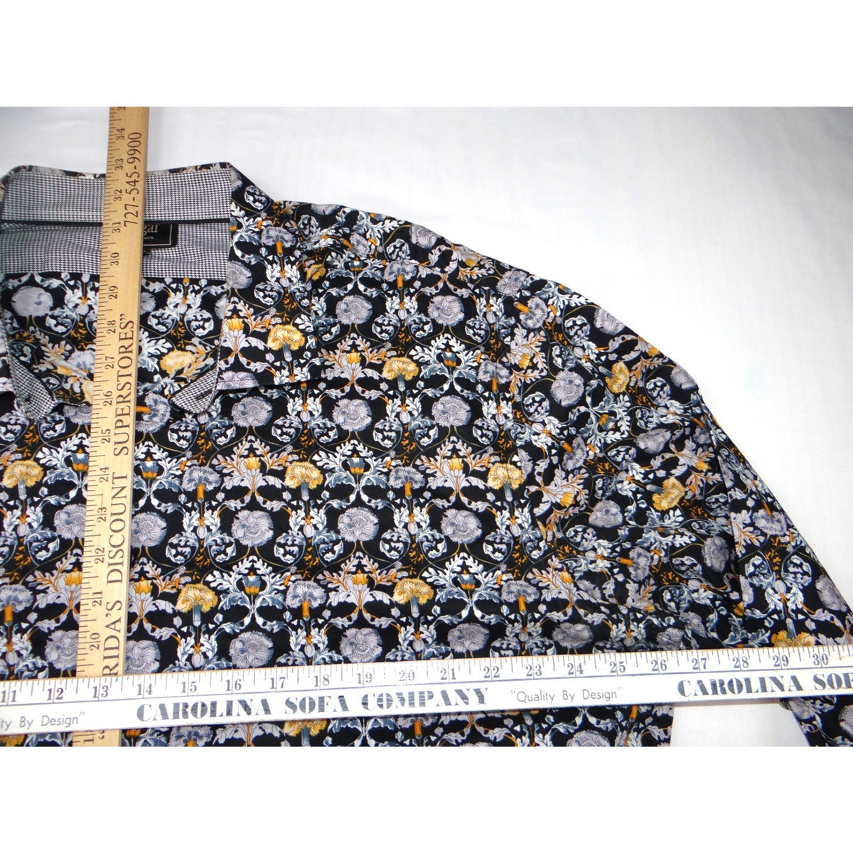 Cigar Couture Mens 3XL Button Down Shirt Black Multi Color Skull Floral Print