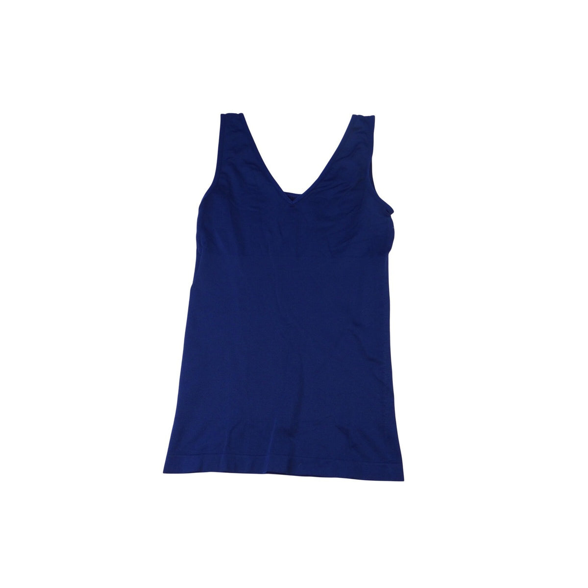 Blue V Neck Tank Top Seamless Stretch Basic Layering Sleeveless