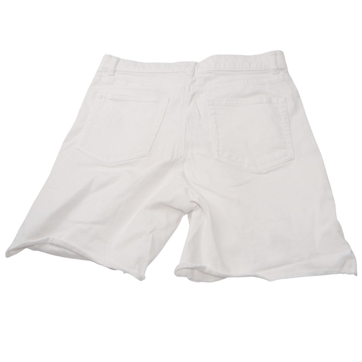 Free Assembly Womens White Longline Denim Shorts Raw Hem Size 14