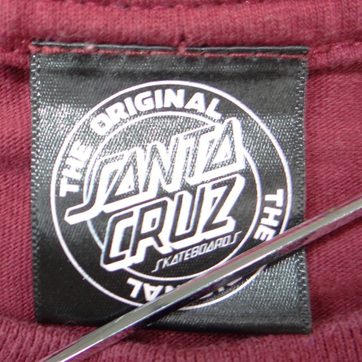 Santa Cruz Skateboards Logo Graphic T-Shirt Mens Large Burgundy Maroon Checkered