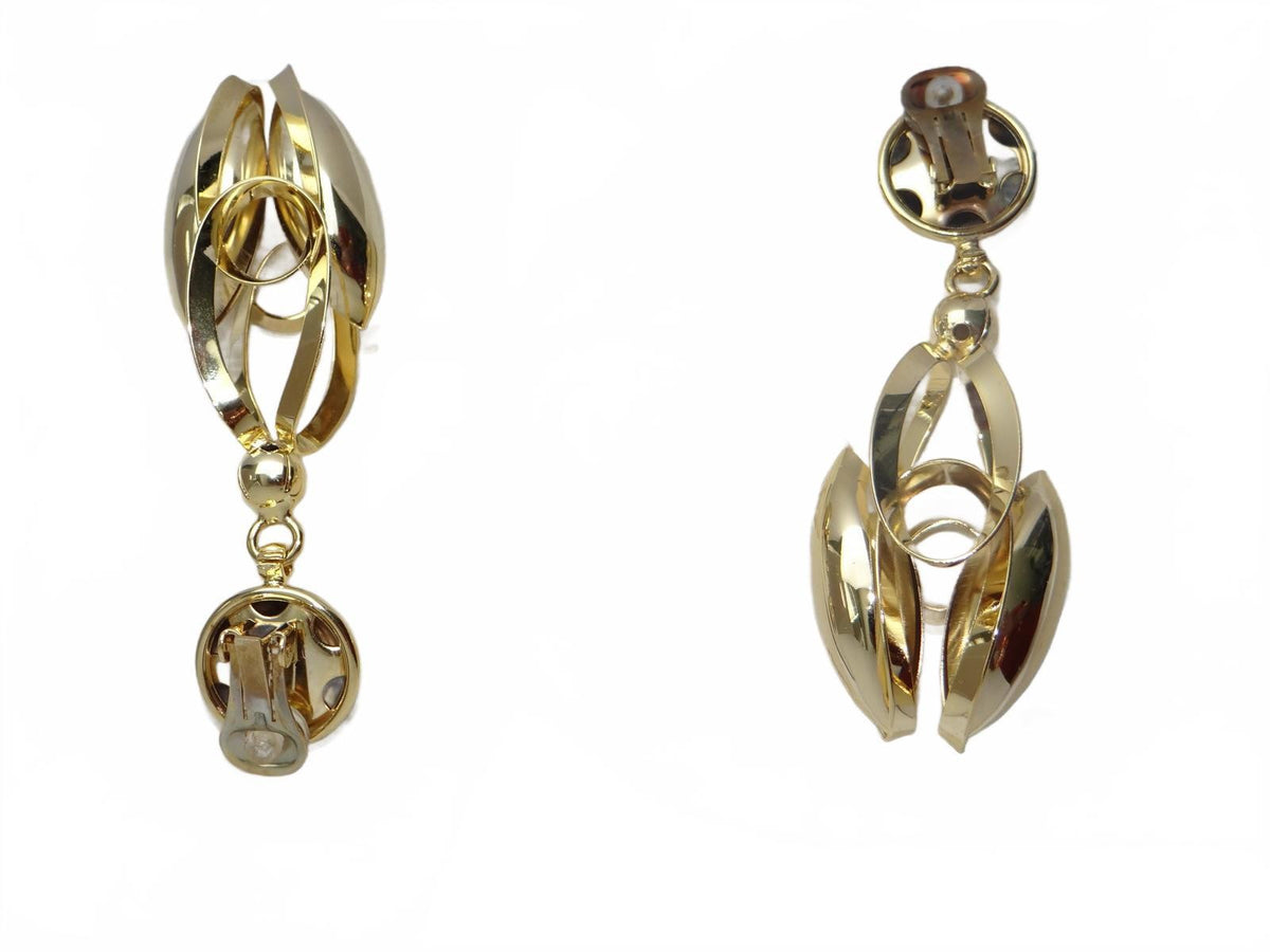 Gold Tone Modern Clip-On Earrings3