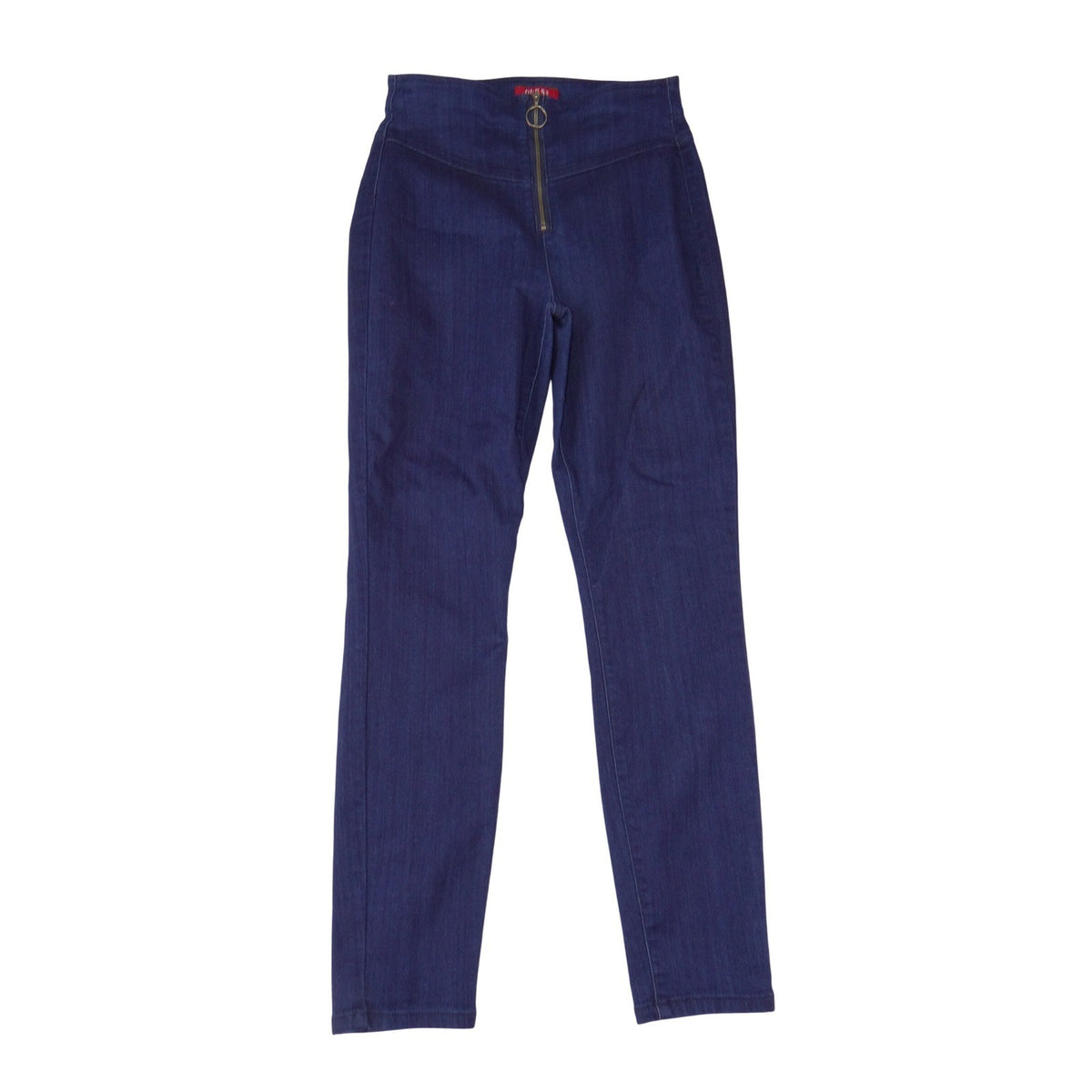 Guess Womens High Rise O Ring Zipper Skinny Jeans Dark Wash Blue Q0PA04R3N00 300