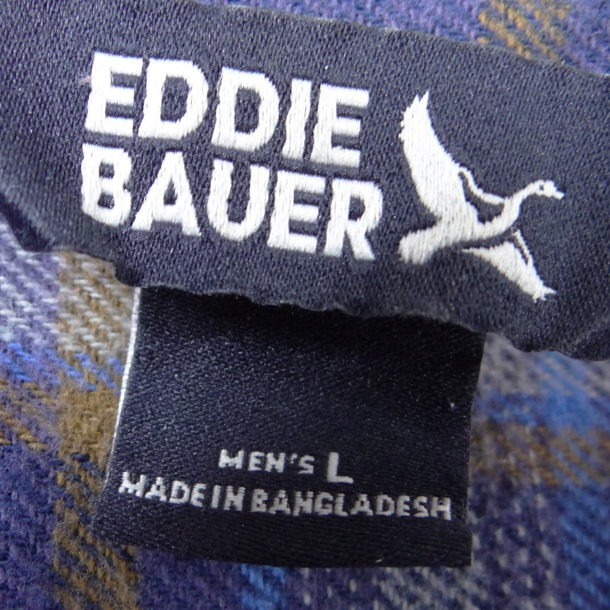 Eddie Bauer Mens Large Blue Plaid Flannel Button Up Shirt Long Sleeve Gorpcore1