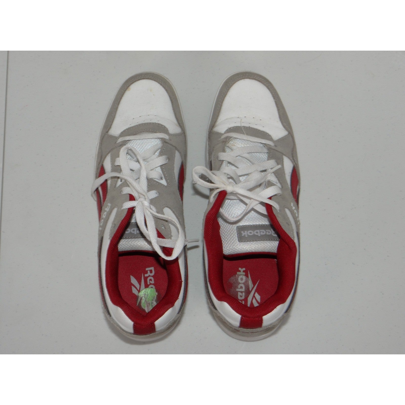 Reebok Court Advance Mens 9.5 White Grey Red Leather Suede Sneakers FFC00960695