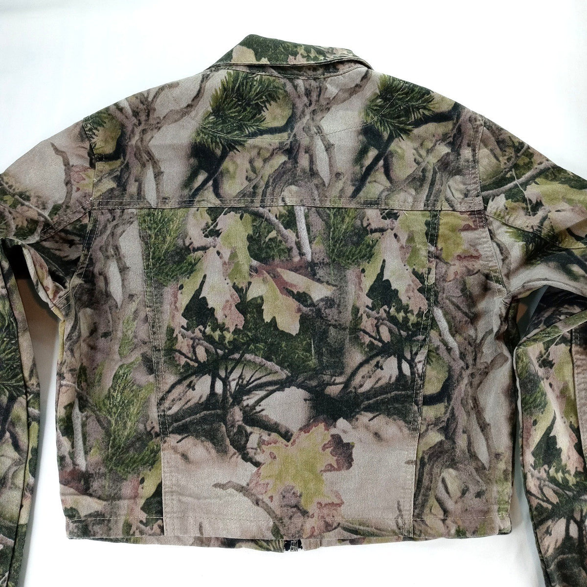 Refuge Camouflage Cropped Denim Jacket Women Size M Utility Pockets Casual5