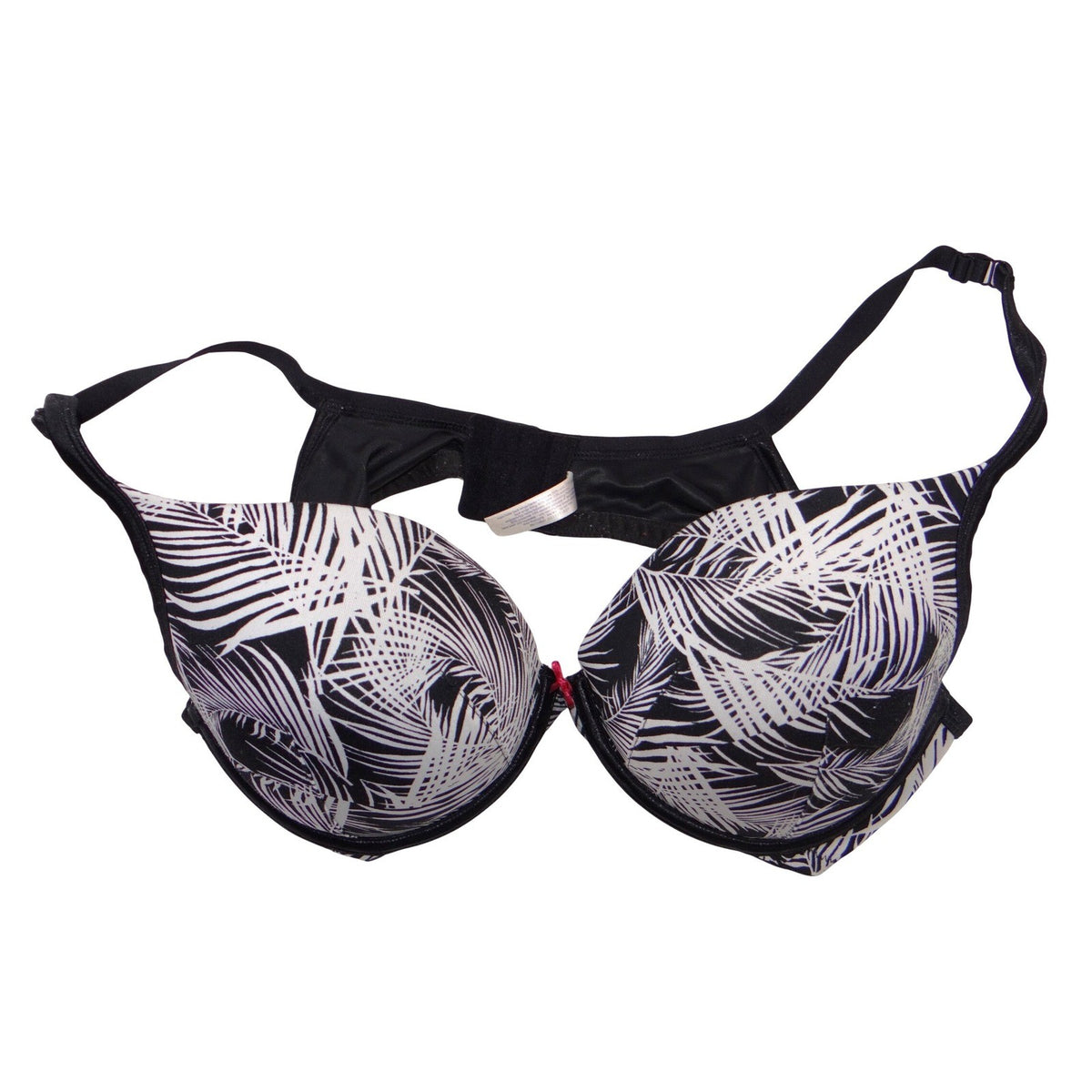 Cacique Black White Tropical Palm Leaf Print Underwire Plunge Bra 44B0