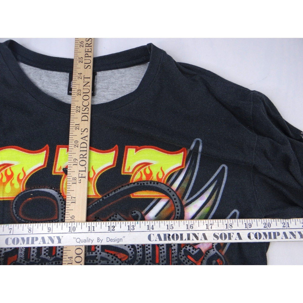 Deadly Sins Graphic T Shirt Black Red Skull Dice Flames Tattoo Punk Rock Mens L