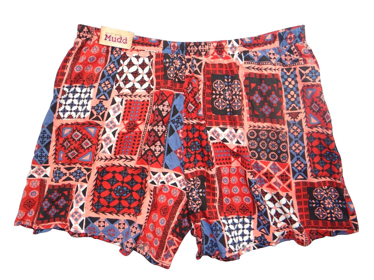 Mudd Women's Casual Shorts XL Rayon Patchwork Print