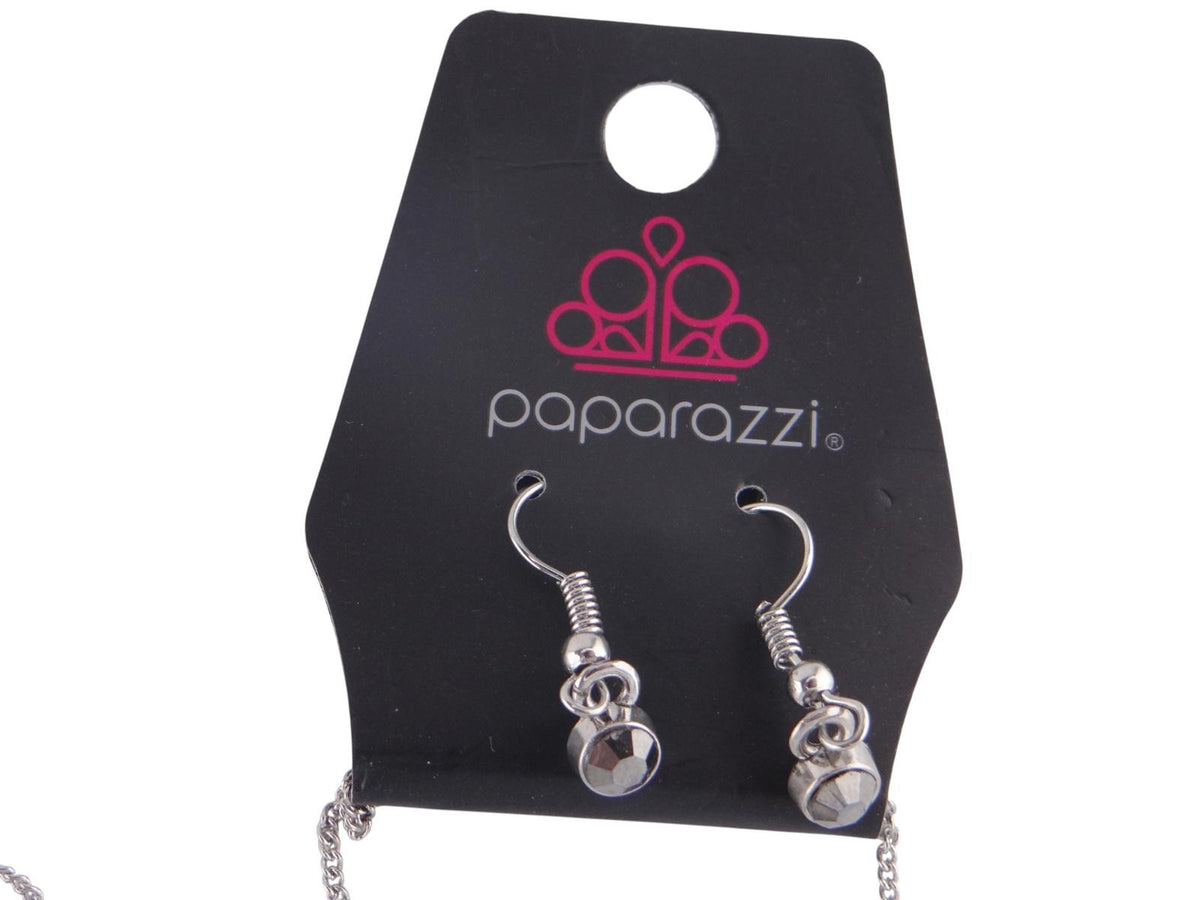 Elegant Black & Silver Teardrop Necklace with Matching Earrings2