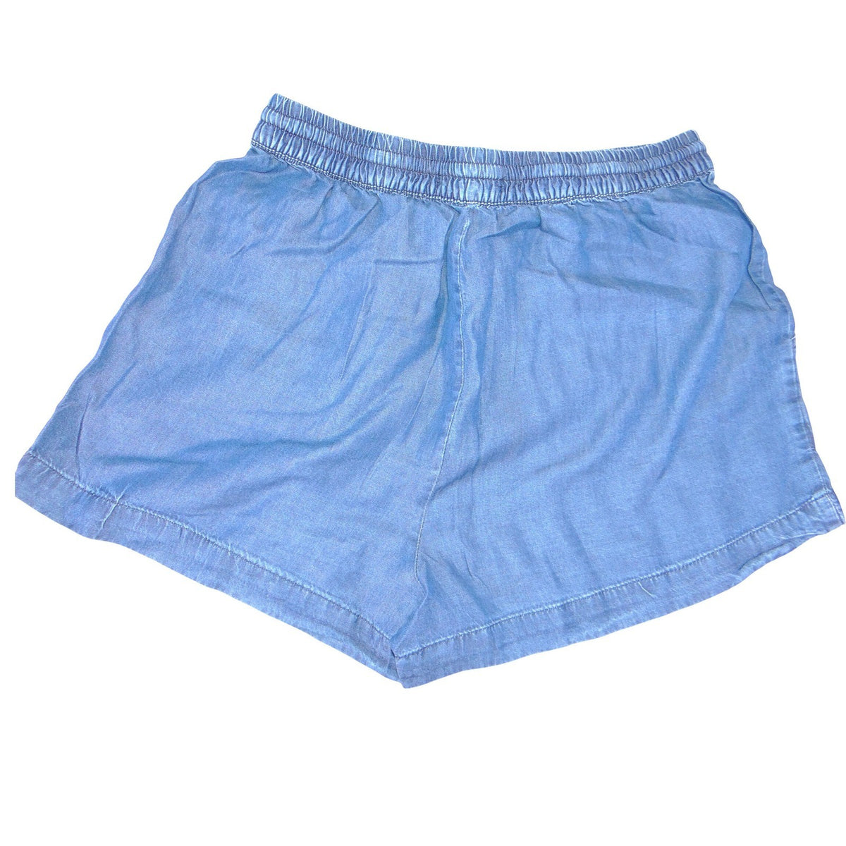 ToxiK3 Womens Blue Chambray Drawstring Shorts High Rise Elastic Waist Size M