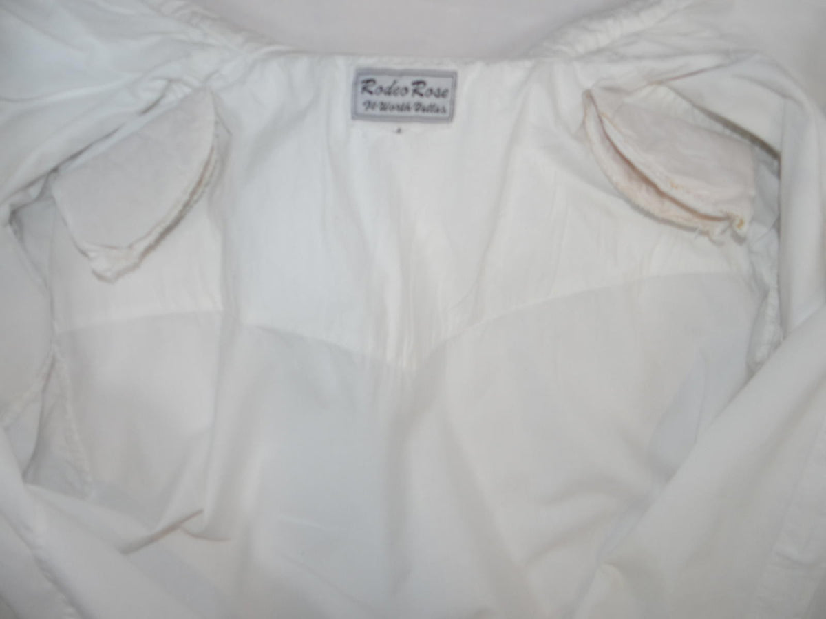 Vintage White Rodeo Rose Cowgirl Western Style Button Up Size Small
